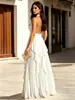 868W Novo Vestido de Noite Europeu e Americano com Gola Halter, Barra Franzida, Sem Mangas, Costas Abertas, para Banquete, Casamento, Madrinha