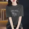 Camiseta de Manga Corta de Algodón Puro Azul Cielo para Mujer 2026 Nuevo Verano Talla Grande Efecto Adelgazante Cubre Vientre Top de Media Manga de Alta Gama