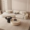 Sofá de tela esquinero minimalista italiano para apartamento grande, sala de estar, estilo silencioso, color crema, tecnología creativa, sofá de tela en ángulo oblicuo