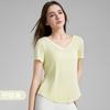 Camiseta de Yoga de Clase Alta para Mujer Falsa de Dos Piezas Cuello en V Bajo Sexual Espalda Hermosa Fitness Manga Corta Holgada Transpirable Ropa de Yoga Blusa