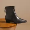 Botines elásticos con tacón grueso y efecto adelgazante, nuevos botines otoño/invierno 2026, estilo coreano de punta fina, suela blanda, simples, para el día a día, botines cortos