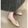 Primer Encuentro con Zapatos Planos Cuadrados con Lazo Estilo Coreano para Mujer, Zapatos Versátiles de Boca Baja para el Trabajo, Zapatos Individuales Retro Franceses