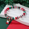 Set de pulseras de arcilla blanda navideñas transfronterizas europeas y americanas, pulsera navideña con colgante de aleación de campana de Papá Noel al por mayor