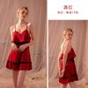 Zi Fun Nuevo Estilo Puro Deseo Tirantes Camisón Mujer Color Sólido Sexy Encaje Escote en V Profundo Encaje Camisón Conjunto de Ropa para el Hogar 6149