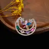 Broche de Alta Gama para Mujer de Moda Japonesa y Coreana Transfronteriza, Hebilla de Bufanda con Pedrería, Hebilla Antiexposición, Pin de Broche de Cristal, Accesorios para Traje