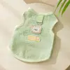 Roupa de Primavera/Verão para Gatos e Cachorros, Coleira Peitoral Respirável Vazada Fofa Estilo Coreano com Aplique de Ursinho Teddy