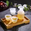 Conjunto de Saquê em Porcelana de Jade, Aquecedor de Saquê, Aquecedor de Vinho de Cerâmica, Divisor de Vinho, Copos para Vinho Amarelo e Vinho Branco