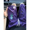 Pantalones Cortos Secado Rápido Rosa Dopamina para Hombre, Pantalones de Verano de Cintura Alta con Bordado Floral, Pantalones Cortos Deportivos de Playa de Seda de Hielo