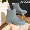 Zapatos de lluvia versión coreana de moda transfronteriza para mujer, material alto TPR, zapatos de agua antideslizantes resistentes al desgaste, zapatos de goma antideslizantes para cocina para mujer