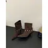 Botas de caña holgada de tacón de aguja con punta fina, estilo coreano, para mujer, nuevas de verano 2026, botas de tacón alto ajustadas, botines casuales para mujer