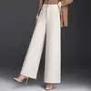 Moda de Invierno 2026 Elegante Temperamento Caída Pantalones de Pierna Ancha Mujer Cintura Alta Adelgazante Sueltos Cálidos Commute Casual Pantalones Tendencia