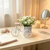 Mini maceta de bicicleta con flores de gipsófila artificiales, planta pequeña en maceta simple multicolor, decoración de escritorio, flores artificiales para el hogar al por mayor