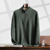 Outono e Inverno 100 Caxemira Leve Pulôver Tricotado Masculino com Meio Zíper Suéter Base Casual de Manga Comprida com Gola Alta