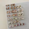 Unhas Artísticas Cor Maillard Chamativa com Pedras, Unhas Artísticas Acabadas Quadradas Ovais Grossas de Outono e Inverno, Acessórios para Unhas Bola de Diamante