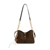 Bolso cubo esmerilado transfronterizo para mujer, nuevo bolso de hombro Maillard de moda 2026, bolso cruzado retro de gamuza