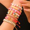 Popular Europeu e Americano Transfronteiriço Verão Praia Pulseira Aço Inoxidável Colorido Coqueiro Tartaruga Argila Macia Conjunto de Pulseiras Trançadas