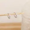 Moda Ins Europea y Americana Simple Versátil Brazaletes para Oreja Pendientes Pendientes con Tachuelas de Diamante de una Sola Fila Pendientes Estilo Commuter Ol