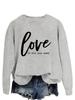 Suéter feminino casual simples de manga comprida da Amazon Independent Station LOVE is all you need