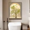 Extensão de Espaço Banheiro Vaso Sanitário Parede Decoração Pintura Planta Verde Mural de Banheiro Parede de Fundo do Vaso Sanitário Pintura Pendurada à Prova d'Água