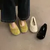 Pantuflas de gamuza de tacón bajo estilo coreano, nueva colección otoño/invierno 2026, forradas para abrigar, estilo mujer, con lazo y diseño de punta poco profunda