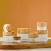 En Stock Tapa de Madera de Bambú Frasco de Vidrio Esmerilado para Crema 30g Loción Crema Facial Crema para Ojos Frasco Cosmético Botella Espesa para Base de Maquillaje Líquido