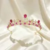 Diadema Corona Nupcial Coreana de Gama Alta Princesa Cumpleaños Infantil Corona de Pedrería Perla Corona de Boda para Adultos Accesorios para el Cabello