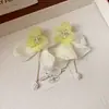 Brincos de Tarraxa com Franja de Flor de Strass Super Brilhantes Moda de Nicho de Alta Qualidade Simples Frescos Doces Versáteis Acessórios de Brinco para Mulheres