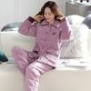 Pijama acolchado de invierno para mujer, de tres capas, de forro polar coral grueso, chaqueta acolchada de algodón para otoño e invierno, ropa exterior con forro polar, ropa de abrigo para el hogar.