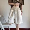 Shorts de Trabajo Retro Americano de Seda Helada para Hombre, Estilo Delgado de Verano con Diseño de Pliegues, Pantalones Rectos Sueltos Casuales de Longitud Media