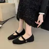 Zapatos Mary Jane de Tira Única Franceses para Mujer 2026 Otoño Zapatos de Felpa Versátiles Suaves sin Cierre Planos Bajos Zapatos de Tira Única