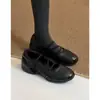 Zapatos Mary Jane de suela gruesa retro simples con tira cruzada 2026 nuevos de moda versátiles para mujer punta redonda poco profundos de un solo color
