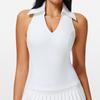 Ropa deportiva transfronteriza Traje de tenis para mujer con almohadilla en el pecho Sensación desnuda Fitness Ajustado Alto rebote Chaleco de cuello en V Deportes Yoga