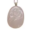 Atacado de fábrica pingente de lótus de jade raiz de lótus rosa abraçando Buda pingente de Buda sorridente Maitreya escultura tridimensional dupla face de jade azul e branco