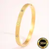 Pulseira de Diamante com Parafusos e Listras Douradas, Estilo Europeu e Americano, Não Desbota, Titânio, Luxo Leve de Nicho, para Mulheres