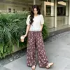 Calça Wide Leg de Algodão e Seda para Mulheres, Emagrecimento, Fina, Adequada para Usar em Casa e ao Ar Livre, Calça Wide Leg Casual Solta, Cintura Alta, Versátil, Efeito de Caimento de Verão