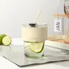 Taza de Vidrio de Bambú Personalizada de Moda, Taza de Café Engrosada Resistente al Calor con Popote, Taza de Regalo de Alto Valor Estético