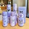 Termo de Paja Kuromi Sanrio para Niños, Taza de Agua Portátil con Popote para Niñas, Estudiantes de Primaria para Ir a la Escuela