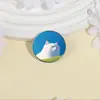 Broche Divertido de Gato Blanco Nube Insignia de Metal Accesorios para Ropa Pines de Solapa Patrón Geométrico Redondo Venta al por Mayor de Fábrica