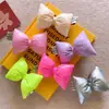Horquilla de pan de color fluorescente brillante para niños de Otoño e Invierno pinza de pico de pato con bordado de texto de hilo de coche pinza superior para niñas
