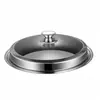 Tapa Elegante de Acero Inoxidable Tapa Doméstica de Vidrio Templado Espeso Tapa Plana para Olla Wok Tapa de Wok Tapa de Olla Visible