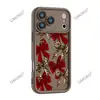 Corbata de moño burdeos con estampado de leopardo nuevo transfronterizo, Funda de teléfono de alta gama para Apple 17 Pro, Funda de silicona de cobertura total para 16