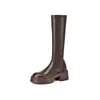 Nuevas Botas Altas Finas Elásticas para Mujer 2024 Nuevo Estilo Británico Suela Gruesa Tacón Alto Delgado Pequeño Botas de Comercio Exterior