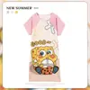 Pijama Feminino Verão Manga Curta Fino Desenho Animado Pequeno Fresco Fofo Estilo Ins Solto Camisola Doce Estudante Roupas de Casa