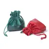 Bolsa de joyería de terciopelo con cordón, bolsa de almacenamiento para pulseras y brazaletes coleccionables, bolsa de terciopelo empalmada con cuero PU de fondo redondo