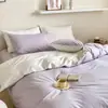 Juego de ropa de cama de algodón 100% de grado A para maternidad e infantil, juego de cuatro piezas de algodón puro con un diseño de dos tonos simple y de alta gama, que incluye funda de edredón, sábana plana y sábana bajera