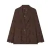 Moda Europeia e Americana Transfronteiriça Aliexpress Venda Quente Blazer Elegante de Corte Justo com Ombreiras e Bordado Vazado