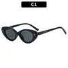 Gafas de Sol Retro Estilo Europeo y Americano Ojo de Gato Ovaladas Tachonadas Sencillas Moda Hip-Hop Protección Solar para Exteriores Gafas de Sol Transfronterizas