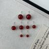 Aretes de Plata Esterlina S925 Ágata Roja Año Nuevo Simples Versátiles Ins Elegantes Diseño Nicho de Alta Gama