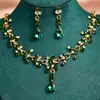 Brincos de Coroa Europeus e Americanos Transfronteiriços Conjunto de Duas Peças Colar Acessórios para Vestido de Noiva Conjunto de Coroa de Strass de Luxo