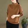Toma real 2026 nuevo sudadera con media cremallera y cuello alto talla grande moda femenina literaria holgada adelgazante casual versátil top